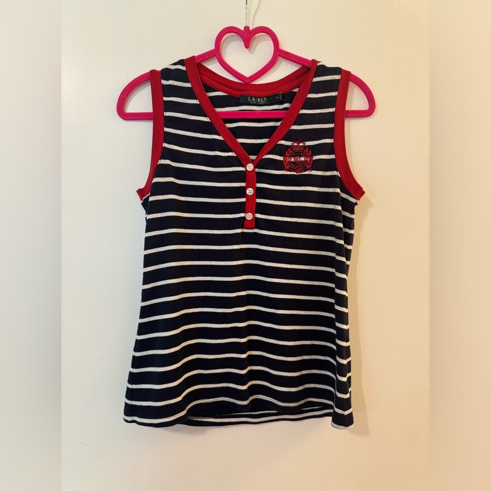 Ralph Lauren Blue and Red Striped Tank Top